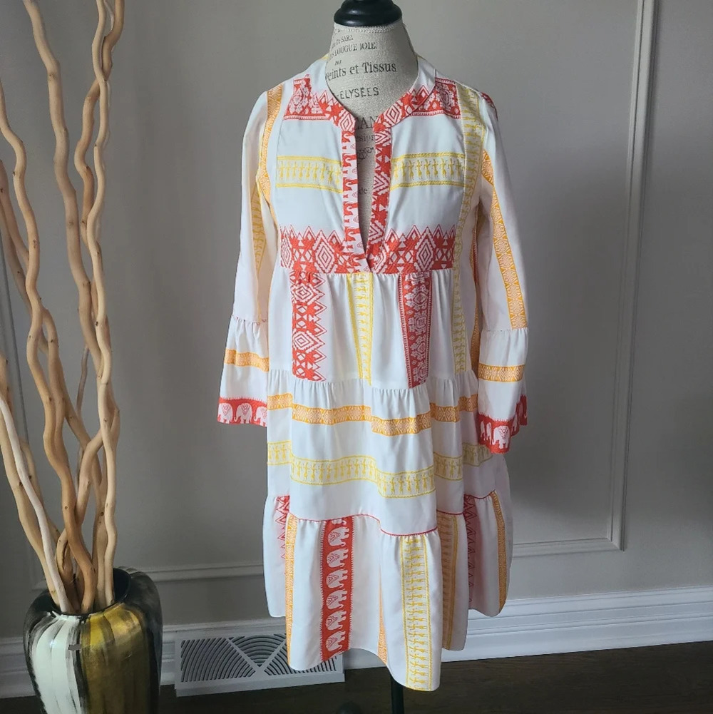 Valerie Khalfon Paris designer dress sz.36/XS bell sleeve